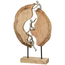 Gilde Skulptur Hoch Hinaus, Deko Figur Naturfarben, Metall Mangoholz Statue Wohnzimmer, Büro Dekoration H. 36 cm x B. 35 cm - Geschenk Moderne Skulpturen, Klettern, Bergsteigen, Kletterer