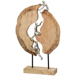 Gilde Skulptur Hoch Hinaus, Deko Figur Naturfarben, Metall Mangoholz Statue Wohnzimmer, Büro Dekoration H. 36 cm x B. 35 cm - Geschenk Moderne Skulpturen, Klettern, Bergsteigen, Kletterer