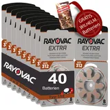 40 Hörgerätebatterien Rayovac Extra Typ 312 5x8 Stück + 6 Gratisbatterien