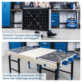 SCHEPPACH Werkbank MDF/Aluminium 848 x 600 x 85 mm blau 5-Fach höhenverstellbar
