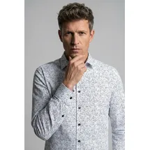 Olymp Langarmhemd "Luxor", Herren, Gr. 44, N-Gr, weiß, Web, Obermaterial: 64% Baumwolle, 27% Polyester, 9% Elasthan, normal, 2-Knopf-Manschette, Hemden, modern fit, Businesshemd, New Kentkragen