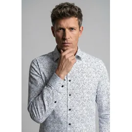 Olymp Langarmhemd "Luxor", Herren, Gr. 44, N-Gr, weiß, Web, Obermaterial: 64% Baumwolle, 27% Polyester, 9% Elasthan, normal, 2-Knopf-Manschette, Hemden, modern fit, Businesshemd, New Kentkragen