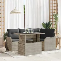 vidaXL Garten-Lounge-Set 5-tlg. hellgrau Polyrattan