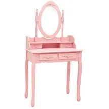 vidaXL Schminktisch-Set mit Hocker Rosa 75x69x140 cm Paulownia-Holz