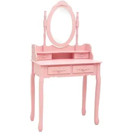 vidaXL Schminktisch-Set mit Hocker Rosa 75x69x140 cm Paulownia-Holz