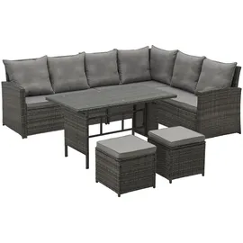 Svita Monroe Polyrattan Ecksofa Rattan-Lounge Esstisch Gartenmöbel-Set Sofa Garnitur Couch-Eck