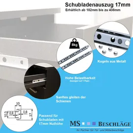 MS Beschläge Teilauszug 274 mm Nutauszug 17 mm Führungsschiene Auszugsschiene Metall Teleskopauszug 278mm