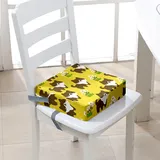 Surwin Rutschfeste Sitzerhöhung Stuhl Kind Sitzkissen Stuhl mit Sicherheits Schnalle, 3D-Cartoon Tier Sitzkissen Kinder Tragbare Sitzerhöhung Waschbar Sitzhilfe (Hund,32x32x8cm)