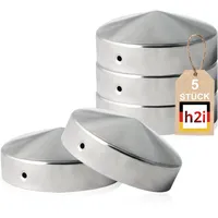 h2i Pfostenkappe Rund | Stahl verzinkt | Ø 121 mm | 5 Stück | Runde Abdeckkappe für Garten Holzpfosten Pfostenträger & Zaunpfosten in Pyramidenform | Wetterschutz für Holz-Balken & Pfosten