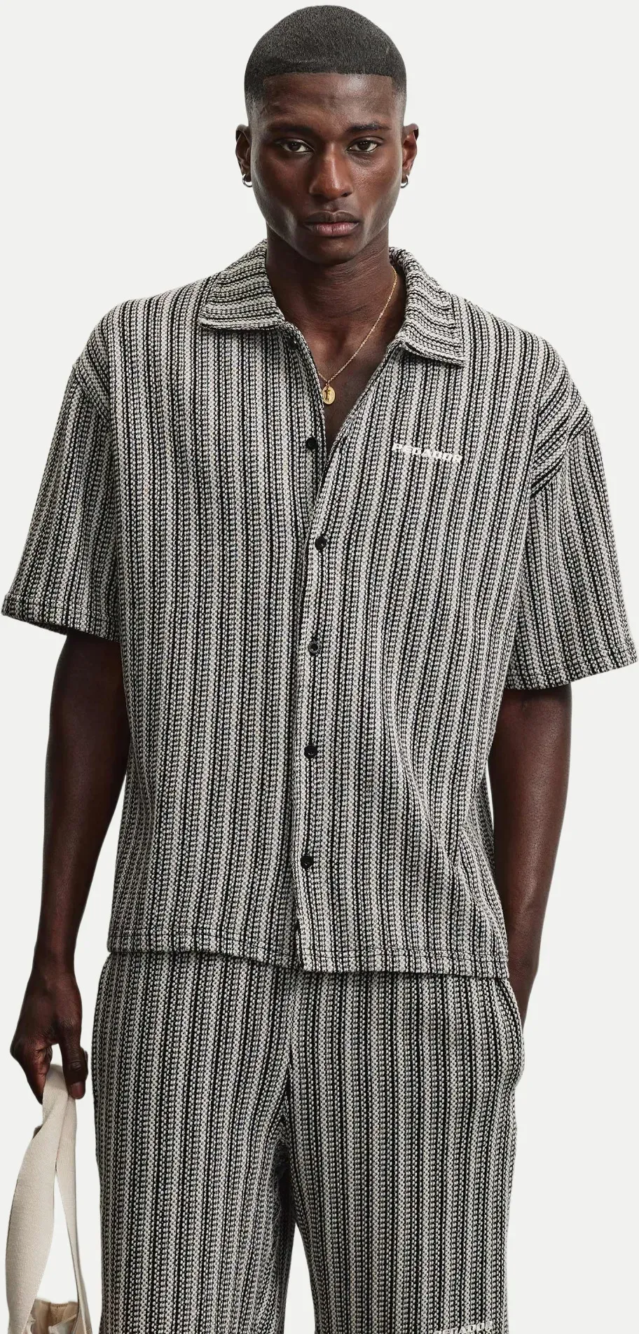 Oversized Strickhemd Forno Grau L