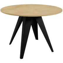 Feldmann-Wohnen Esstisch Eiche Bianco, Schwarz, Holz, Rund,Rund, Stativgestell, 90x76x90 cm Esszimmer, Esstische