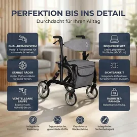 foreversenior 2 in 1 Rollator mit Federung grau/schwarz