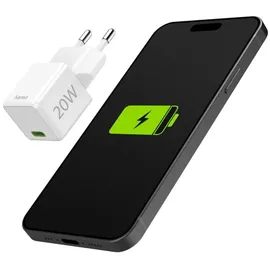 Hama Schnellladegerät USB-C Super-Mini-Charger PD 20 W Weiß