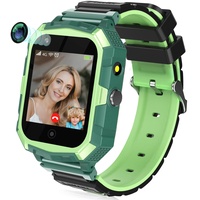 Mingfuxin 4G Kinder Smart Watch für Jungen Mädchen, Wasserdichtes Smartwatch-Telefon mit GPS-Tracker WiFi-Videoanruf SOS-Kamera-Armbanduhr für Kinder 3-14 Geburtstag Weihnachten Geschenke, Grün