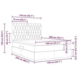 vidaXL Bett mit Stauraum und LED Dunkelgrau 140 x 200 cm