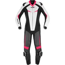 Spidi Track Perforated Pro Damen Motorrad Lederkombi, schwarz-weiss-pink, Größe 42