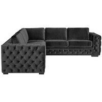 JVmoebel Ecksofa Taupe Grau Ecksofa Chesterfield Samt Möbel Neu Wohnzimmer, Made in Europe schwarz