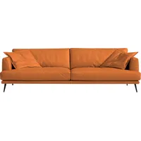 2,5-Sitzer EGOITALIANO "Sophia, Designsofa mit extrakomfortablem Sitzkomfort", orange, B:214cm H:77cm T:96cm, Leder BULL (Echtes Rindsleder). Geschliffenes, pigmentiertes und behandeltes Rindsleder mit einer Dicke von 1, 3-1, 5 mm. Es handelt sich um ein weiches, geschütztes Leder. Eine leichte Deckschicht schützt sie vor Flecken, ohne ihre ursprünglichen Eigenschaften zu verändern. Dieses geschützte Leder kombiniert die Vorteile von Natürlichkeit und Weichheit mit einer guten Beständigkeit gegen Verschleiß und Ausbleichen. Das Vorhandensein der charakteristischen Zeichen, die das Leben des Tieres bestimmen, wie Narben, Körnungsunterschiede, Falten, Adern, Disharmonien in Farbtönen, beweisen ihre absolute Echtheit und großen Wert., Sofas, Daunenfederung, inkl. 2 Kissen