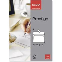 ELCO Briefumschläge Prestige B4 hochweiß Haftklebung Papier 120 g/qm VE=10x5 Stück