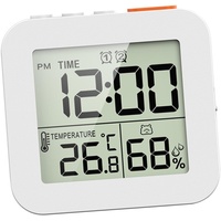 Sharplace Digitale Badezimmeruhr, Dusch-Timer mit Alarm, wasserdichte Uhren für Badezimmer, Küchen-Timer-Uhren, Thermometer-Hygrometer-Wanduhr, Weiß