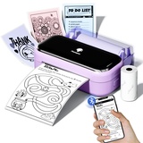 Phomemo M03 Mini Drucker für Smartphone, Tragbarer Thermodrucker Bluetooth Fotodrucker, 53 und 80mm Sofortdruck, Kompatibel mit Handys und Tablet, für Studium, Fotos, Scrapbooking, Aufkleber - Lila