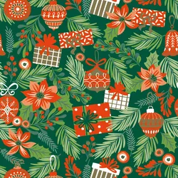 Clairefontaine Geschenkpapier Excellia 80g, Rolle 50x0,70m, Sweet Xmas - Grün 202117C