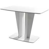 Esstisch Polaris Säulentisch Bootsform Tisch abgerundete Ecken, 110 cm Weiß-matt