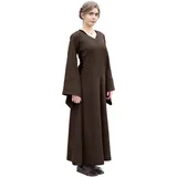 Battle-Merchant Mittelalter Kleid Bliaut Amal Damen, mit Höllenfenstern und Trompetenärmeln Langarm, bodenlang, Baumwolle, Vintage, LARP, Boho, Wikinger, Kostüm, Gewandung, Braun, Gr. S - S