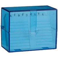 Wedo 2507303 Karteibox DIN A7/300 quer, transparent blau inklusive