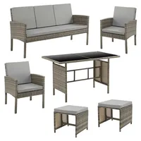 Svita DENVER Polyrattan Gartenmöbel Set Essgruppe Lounge Esstisch Braun