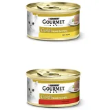 PURINA GOURMET Gold Feine Pastete Katzenfutter nass, Huhn & Rind, 24er Mix-Pack (2 x 12 x 85g)