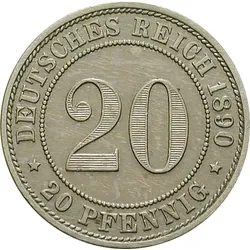 Deutsches Kaiserreich 20 Pfennig 1890/1892