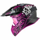 Broken Head Crosshelm Squadron Rebelution Pink + MX-2 Brille Pink Verspiegelt