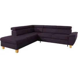 exxpo - sofa fashion Ecksofa EXXPO - SOFA FASHION "Enya, hoher Sitzkomfort, Breite 266cm, bequem, 12cm hohe Füße, L-Form", lila, B:266cm H:79cm T:232cm, Luxus-Microfaser Vintageoptik (100% Polyester);Webvelours (92% Polyester, 8% Nylon), Sofas, Ecksofa, mit