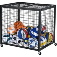 Vevor Ballwagen Rollwagen 850 x 675 x 825 mm Sportbällen, Abschließbarer Basketballkäfig Ballkäfig, Sportausrüstung für den Innen- und Außenbereich, Rollbar Aufbewahrungswagen aus Stahl für Garagen