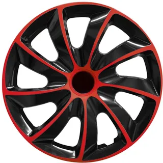 RADKAPPEN-KÖNIG 1STÜCK EINZELN 16 Zoll 16" RKK02 Schwarz-Rot Radkappe Radzierblende