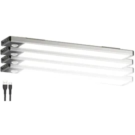 Lunartec 4er-Set Akku-LED-Lichtleiste, Licht- & Bewegungssensor, tageslichtweiß