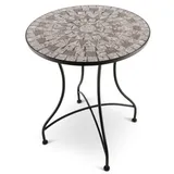 Mosaiktisch 60 cm Ø, mediterraner Garten- & Terrassentisch, 71 cm hoch, Grau-Weiß-Anthrazit, Raburg Mayla