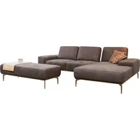 W.SCHILLIG Ecksofa run, Designsofa mit tollem Sitzkomfort, L-Form, mit Holzsockel, Füße in Bronze pulverbeschichtet, Breite 299 cm braun