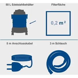 SCHEPPACH ASP50-ES Nass- und Trockensauger 50L