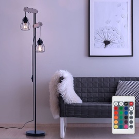 GLOBO RGB LED Stehleuchte, Holz, höhenverstellbar, schwarz, H 150 cm