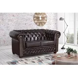 Küchen-Preisbombe Edles Chesterfield Sofa 2 Sitzer in Kunstleder Vintage braun Couch Polstersofa