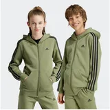 Adidas Kinder Sweatjacke Essentials 3S Fleece FZ Hoodie IX9536 128 - Tent Green/Black