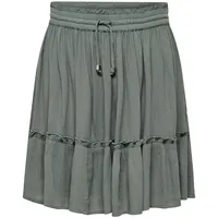 Only Damen Mini Volant Rock Kurzer A-Linien Chiffon Rüschen Skirt mit Tunnelzug Bund ONLIBIZA