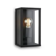 Brilo BRILONER - Wandlampe mit Glasscheibe, IP44, E27 max. 12 Watt, Aussenlampe, Wandleuchte aussen und innen, Strahler außen, Außenleuchte, Außenwandleuchte, Outdoor Lampe, 26x14x13,5 cm, Schwarz