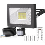 CLY 60W LED Strahler mit Bewegungsmelder Außen Fernbedienung 5200LM Super Hell 6500K Kaltweiß LED Fluter IP66 Wasserdicht Außenstrahler Helligkeit Einstellbar Scheinwerfer für Garten Garage Hof