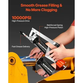 Vevor Fettpresse, 689 bar, Pistolengriff-schmierpressen-set mit 0,4 L Fassungsvermögen, Handfettpresse inkl. 45,7 cm Flexschlauch, 1 Verlängerung...