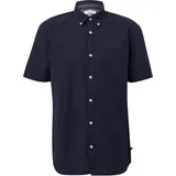 s.Oliver Regular Fit: Kurzarmhemd mit Struktur-Streifen und Button-Down-Kragen - blau - M