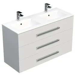 Naturel Cube Way Badezimmerschrank mit Waschbecken 120x76,5x46 cm glanz weiß glanz CUBE461203BIMOD