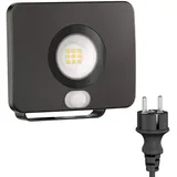 ledscom.de LED Gartenstrahler WEGA für außen, IP44, Bewegungsmelder, Stecker, schwarz, 11,9 W, 880lm, weiß, Bewegungsmelder, Wandleuchte, Außenstrahler, Draussen, Gartenleuchte, Wandstrahler, 230v